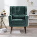 Giga modern upholstered accent armchair with soft padding, wooden legs, and pillow, ideal for living rooms or bedrooms.