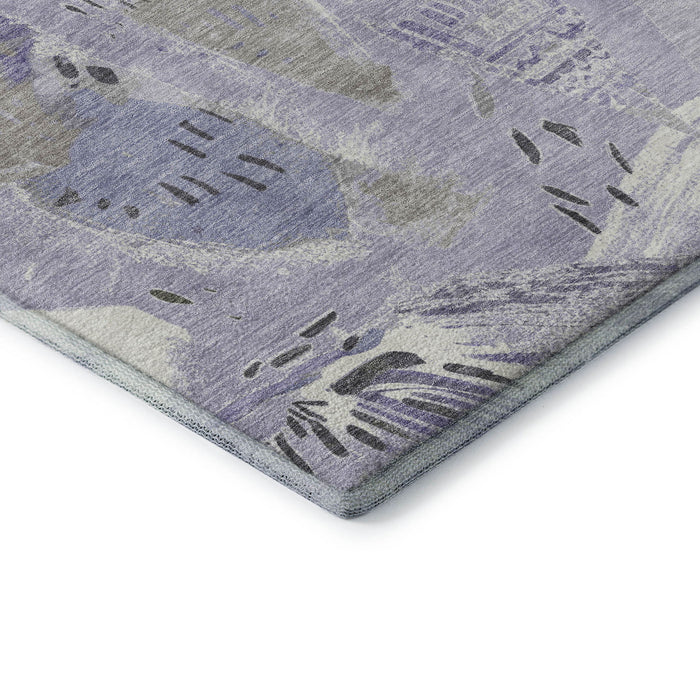 10' X 14' Geometric Washable Area Rug With UV Protection (694526) - Lavender / Ivory / Gray