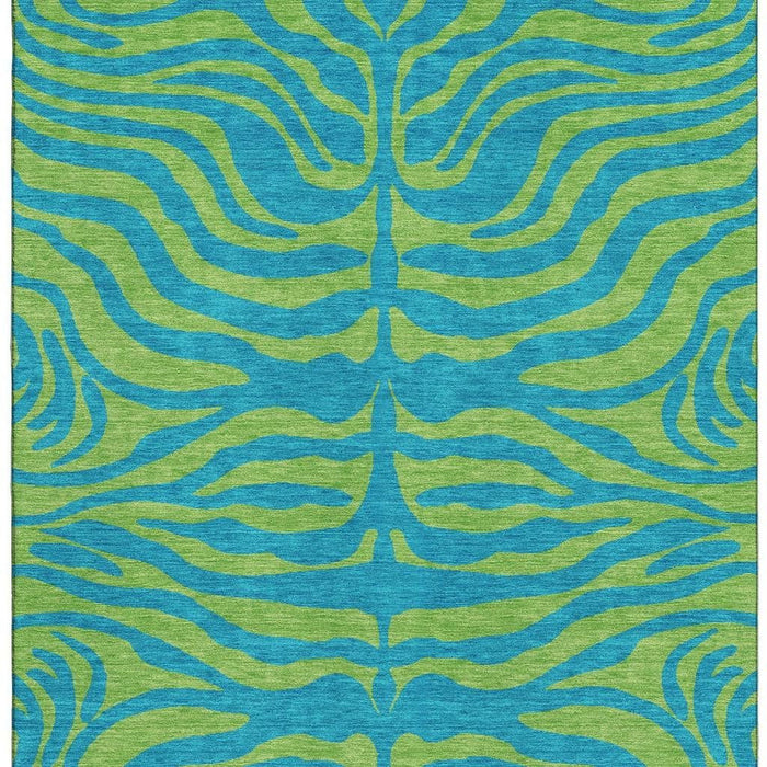 10' X 14' Animal Print Washable Area Rug With UV Protection (681863) - Teal / Lime Green