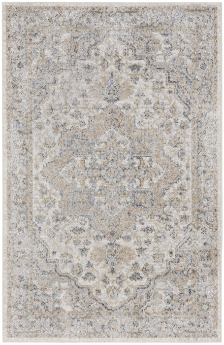 2' X 4' Floral Medallion Washable Area Rug (546931) - Silver / Gray
