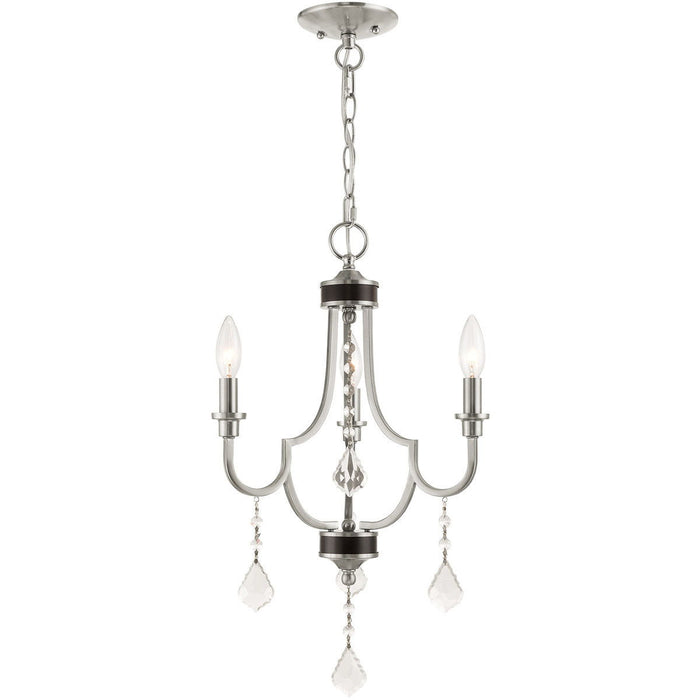 22'' Three Light Dimmable Chandelier With Shades - Nickel