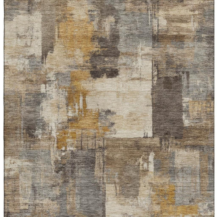 10' X 14' Abstract Washable Area Rug With UV Protection (717026) - Brown / Beige