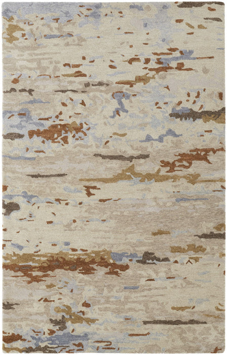 10' x 14' Wool Abstract Tufted Handmade Area Rug - Ivory Blue And Brown
