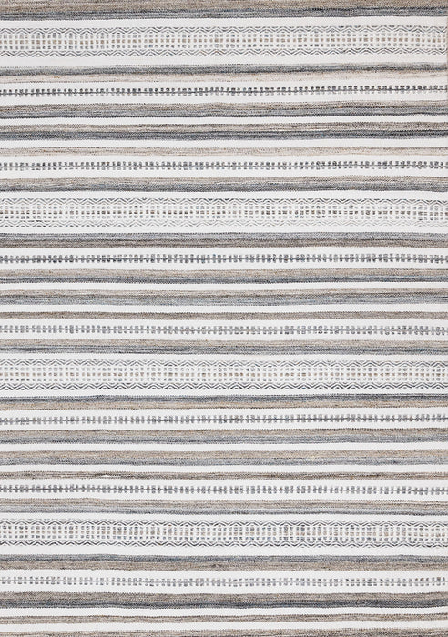 8' X 11' Striped Hand Woven Area Rug (660303) - Cream / Beige / Gray