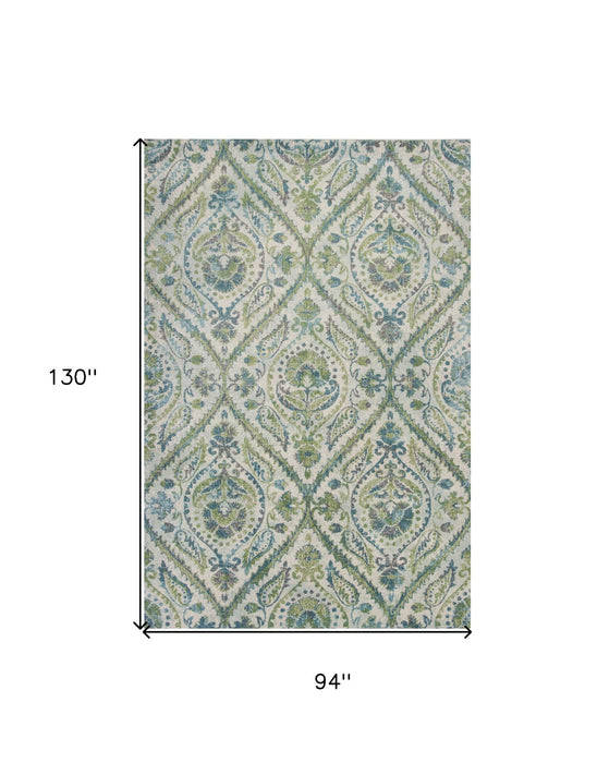 7' x 10' Polypropylene Area Rug - Ivory Or Teal