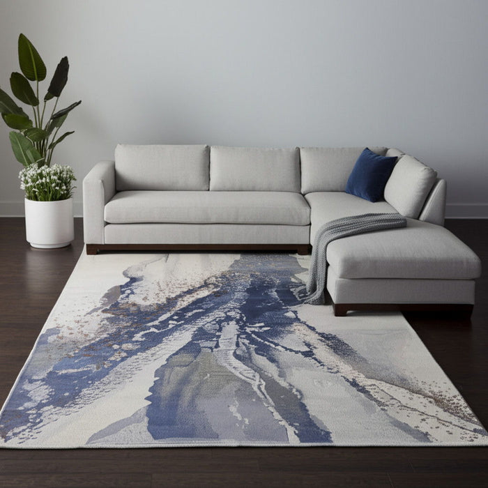 12' X 8' Abstract Area Rug - Gray And Ivory