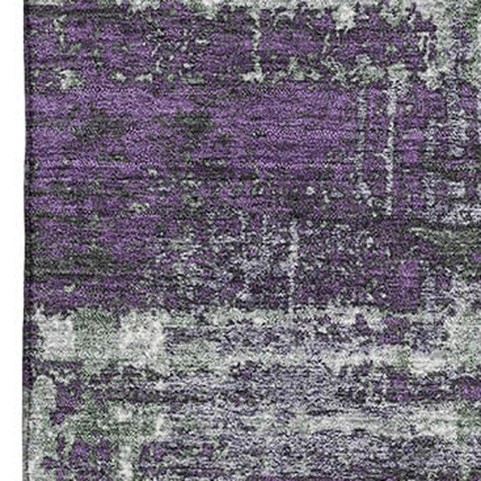 10' X 14' Geometric Washable Area Rug With UV Protection (709732) - Purple / Green / Ivory
