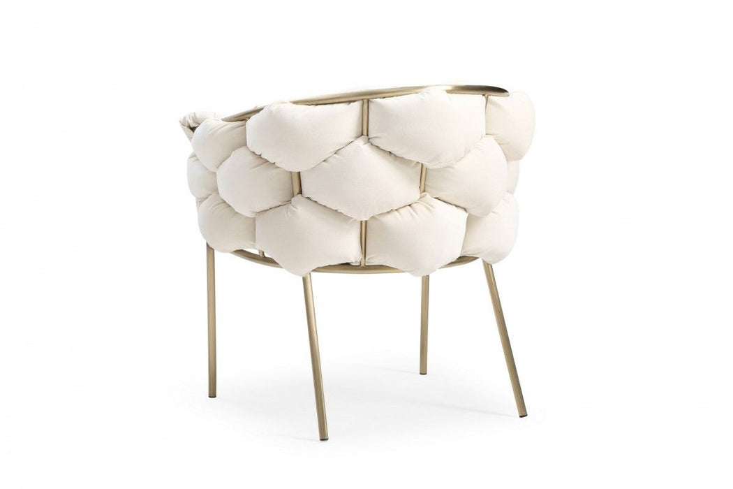 Upholstered Fabric Dining Room Arm Chair - White