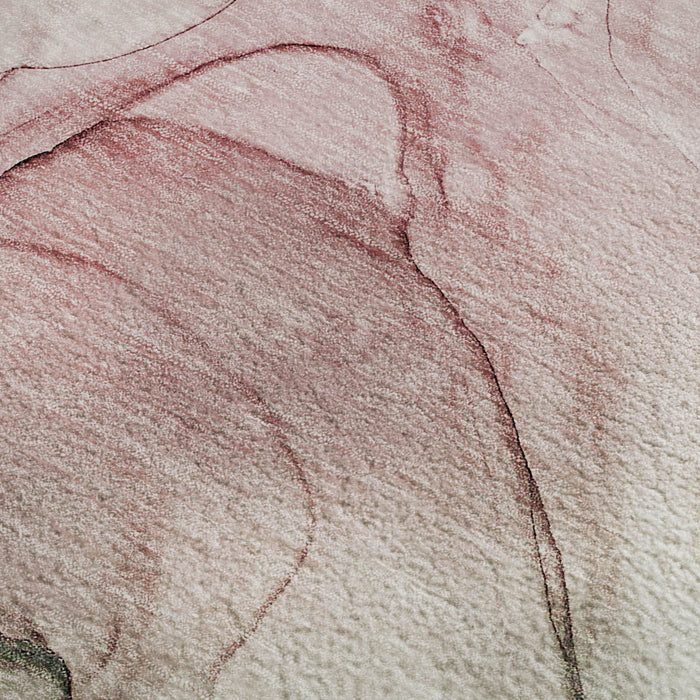 5' X 8' Abstract Washable Area Rug With UV Protection (646616) - Blush / Ivory