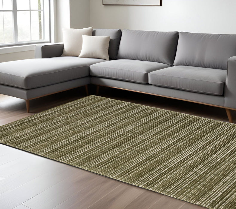 8' X 10' Striped Hand Tufted Area Rug - Green And Ivory