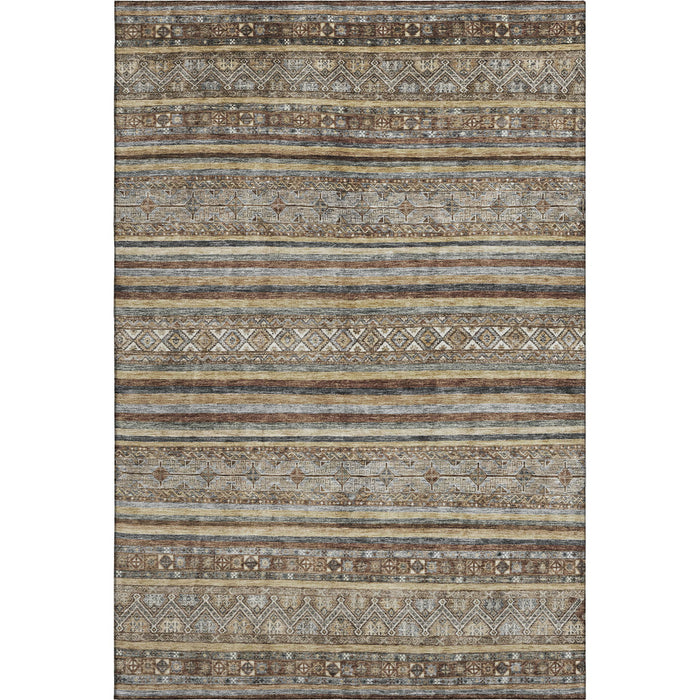 10' X 14' Striped Washable Area Rug With UV Protection (695792) - Brown / Gray / Silver