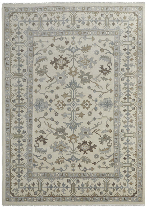 4' X 6' Wool Floral Hand Knotted Area Rug With Fringe - Ivory