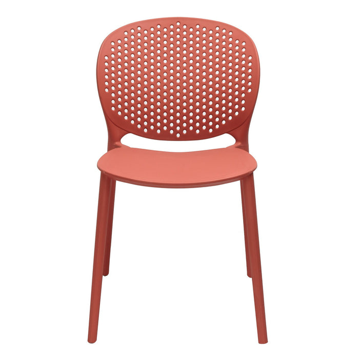 Heavy Duty Plastic Partially Open Back Dining Side Chairs (Set of 4) - Orange