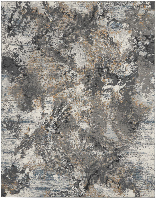 8' X 10' Abstract Area Rug (551126) - Ivory / Gray / Orange