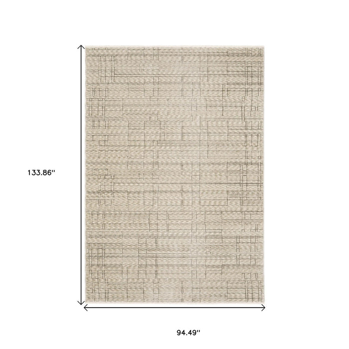 8' X 11' Geometric Area Rug With Fringe - Beige And Brown