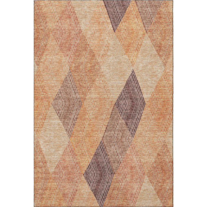 10' X 14' Geometric Washable Area Rug With UV Protection (676212) - Orange / Salmon / Ivory