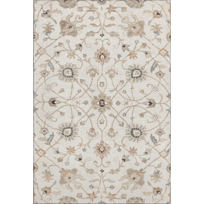 10' X 14' Floral Washable Area Rug With UV Protection (686132) - Ivory / Copper / Gray