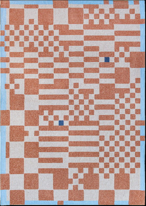 5' x 7' Geometric Non Skid Area Rug - Blue And Red