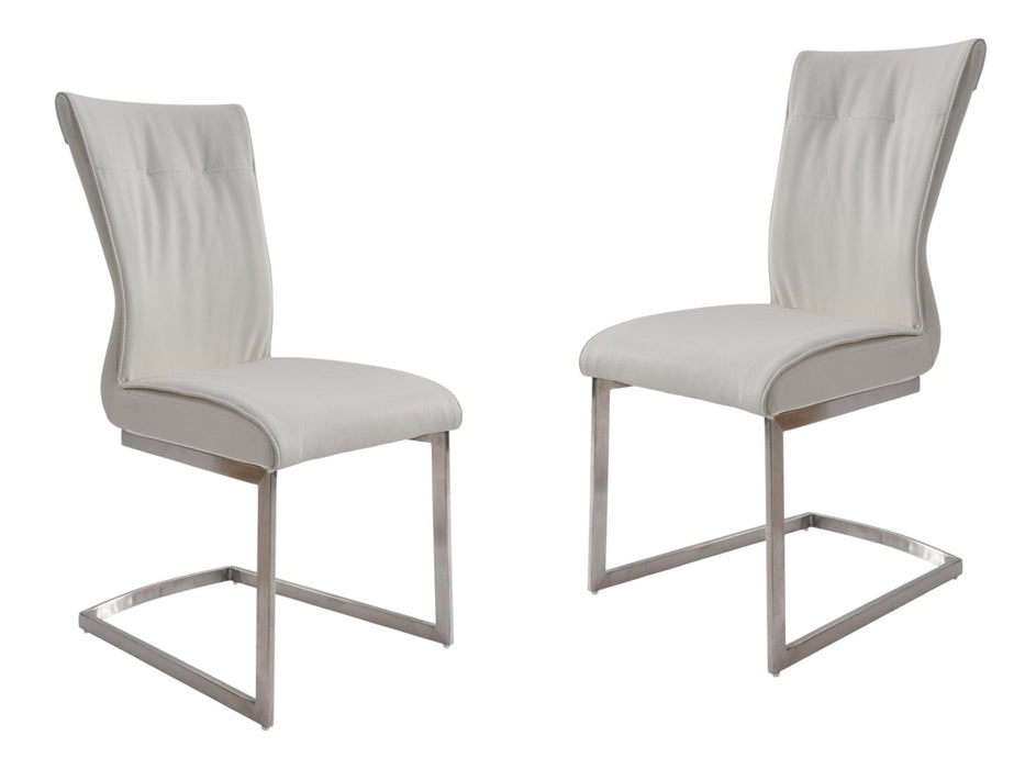 Dining Side Chairs Upholstered (Set of 2) - White / Silver