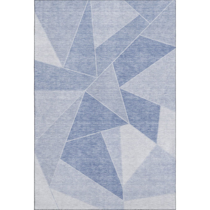 9' X 12' Geometric Washable Area Rug With UV Protection (653331) - Sky Blue / Ivory
