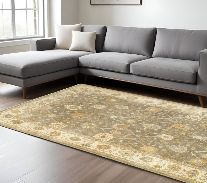 8' X 10' Wool Oriental Hand Knotted Area Rug - Gray / Beige