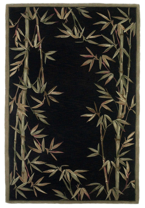 8' x 10' Hand Tufted Bordered Bamboo Indoor Area Rug - Black