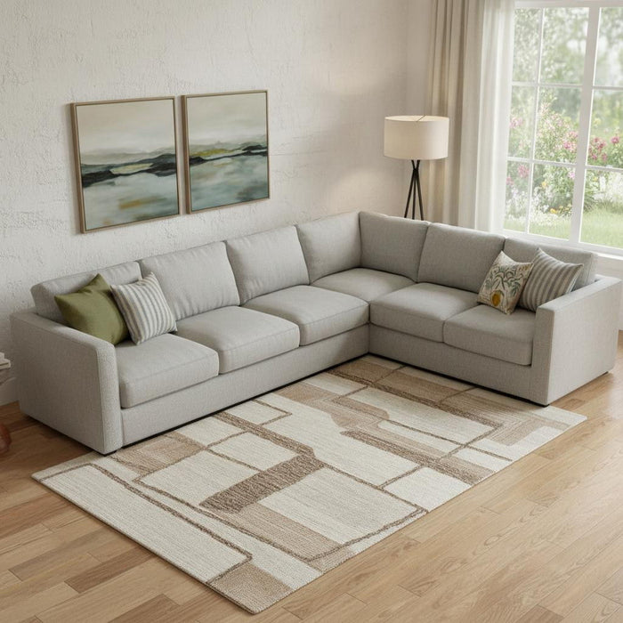 9' X 12' Wool Geometric Hand Tufted Area Rug (567629) - Brown / Tan / Ivory