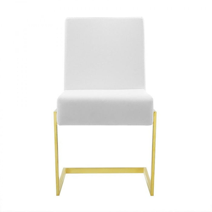 Upholstered Faux Leather Dining No Arms Side Chairs (Set of 2) - White