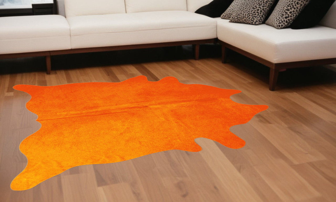 72" x 84" Cowhide Rug - Orange