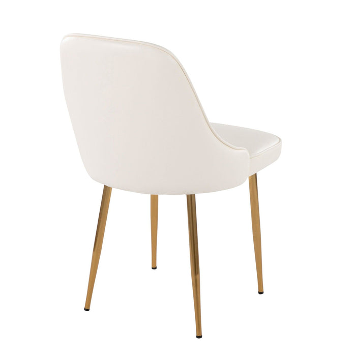 Marcel - Glam Dining Chair (Set of 2) - Gold Frame And White Faux Leather