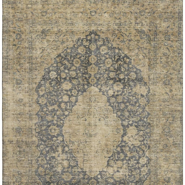 10' X 14' Medallion Washable Area Rug With UV Protection (696302) - Charcoal / Gray / Beige