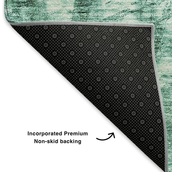 10' X 14' Washable Area Rug With UV Protection (650014) - Teal / Ivory