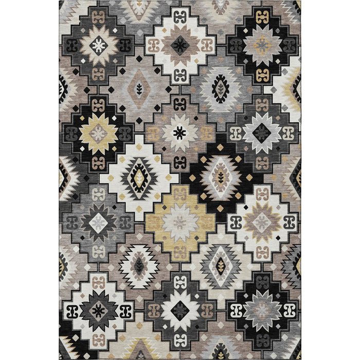 10' X 14' Geometric Washable Area Rug With UV Protection (718641) - Black / Gray