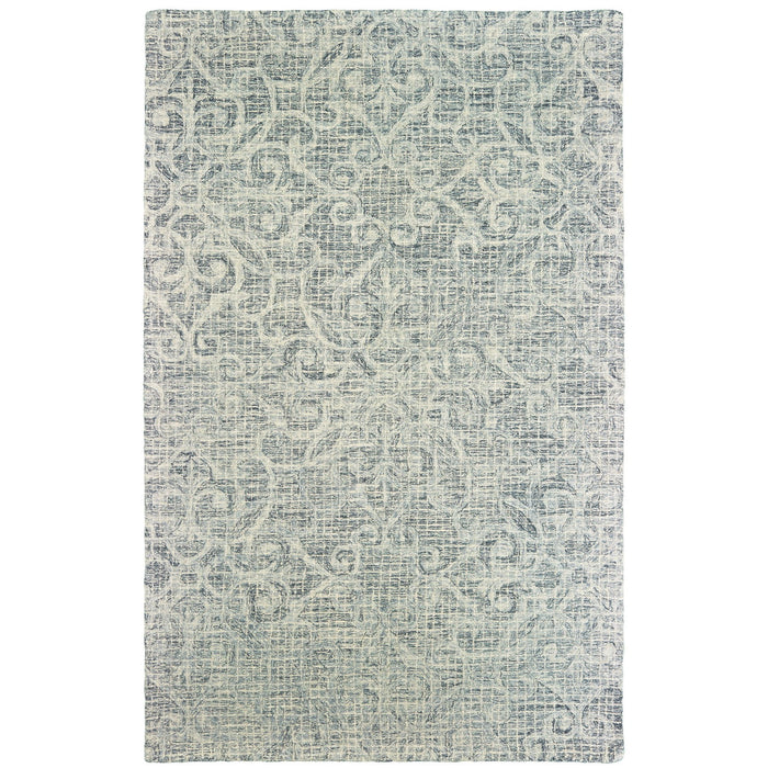 8' X 10' Wool Geometric Hand Tufted Area Rug - Gray / Ivory