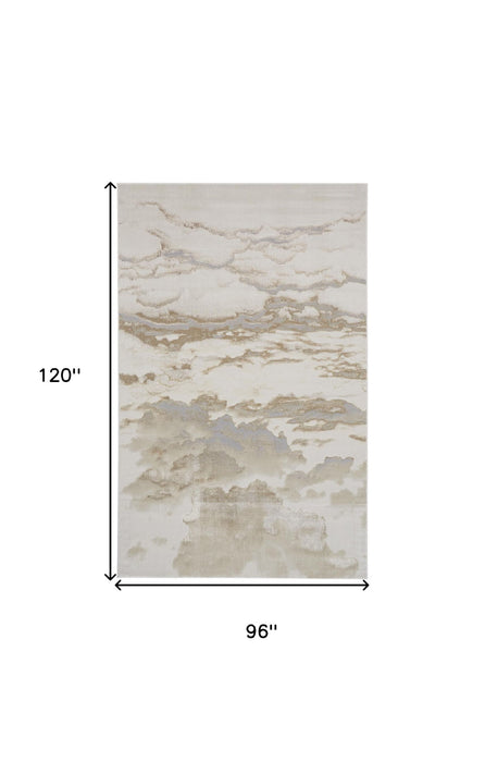 8' x 10' Abstract Area Rug - Ivory Tan And Gray