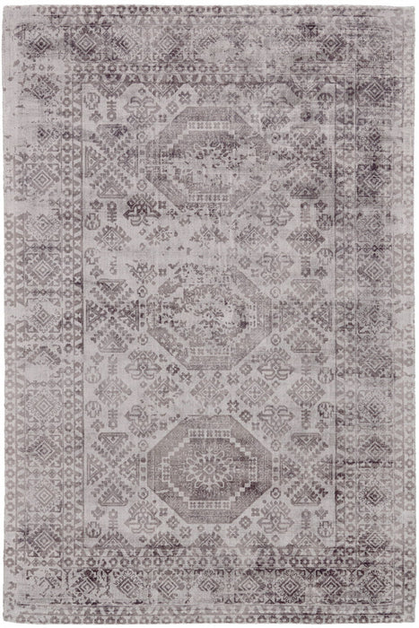 5' x 8' Abstract Hand Woven Area Rug - Gray And Purple