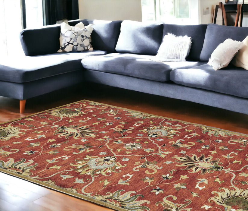 9' x 13' Hand Tufted Traditional Floral Allover Indoor Area Rug - Sienna Orange
