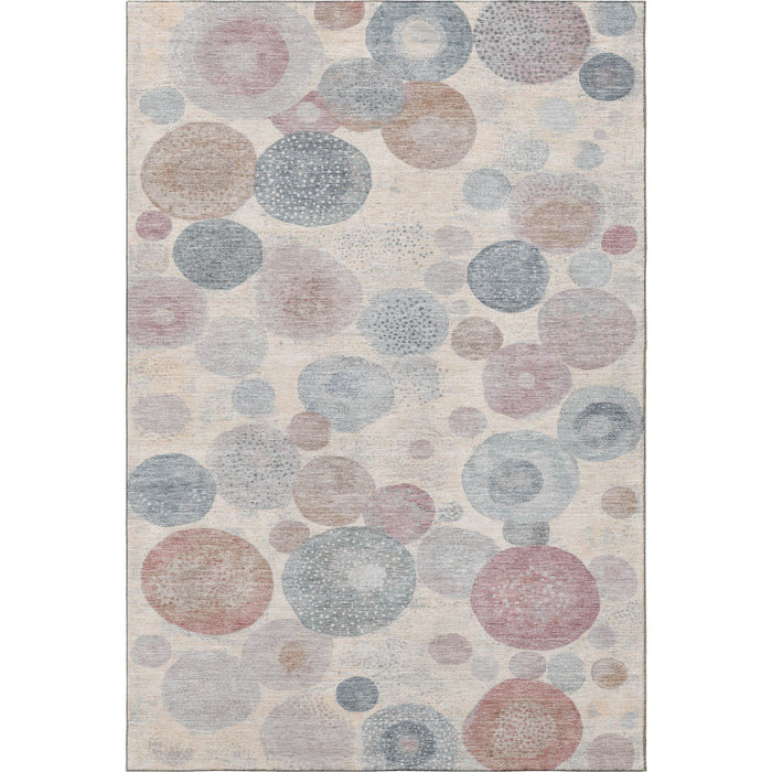 10' X 14' Geometric Washable Area Rug With UV Protection (707323) - Peach / Gray / Silver