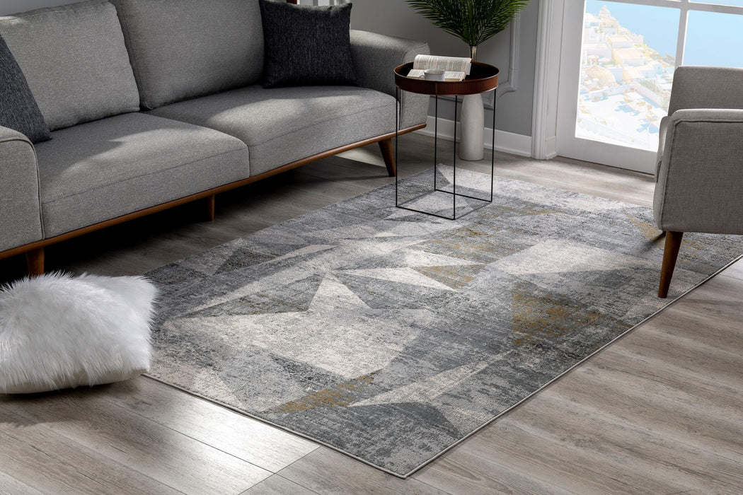 7' x 10' Distressed Prism Modern Area Rug - Gray