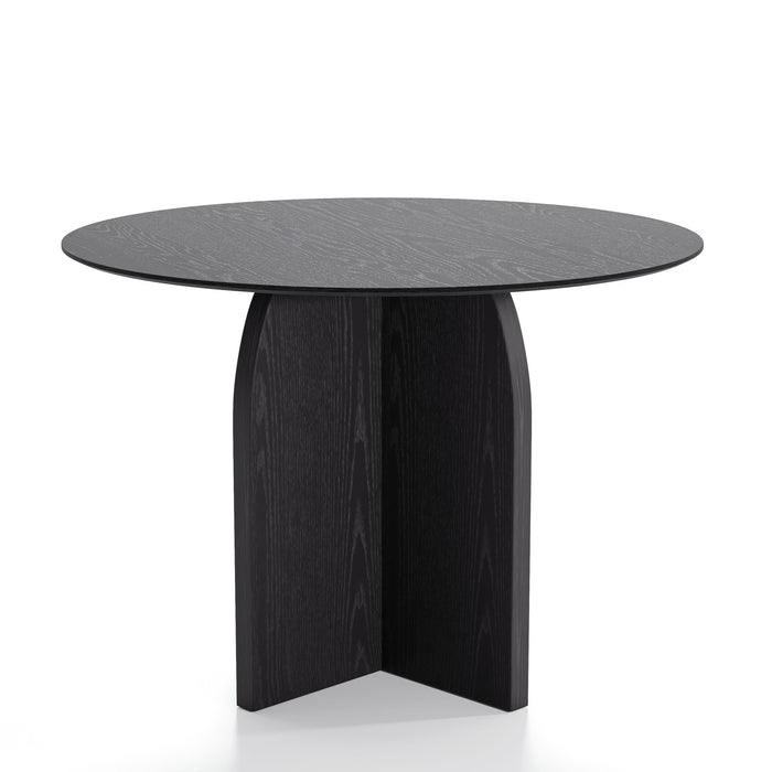 42" Solid Wood Pedestal Base Round Top Dining Table - Black