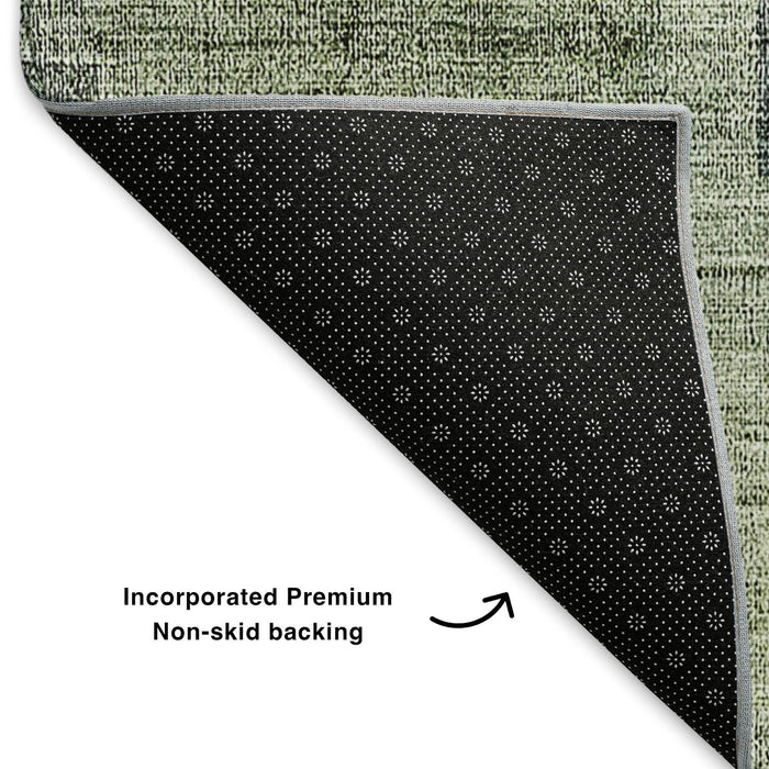 10' X 14' Geometric Washable Area Rug With UV Protection (653434) - Green / Blue / Gray