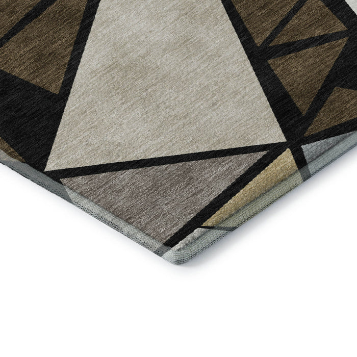 10' X 14' Geometric Washable Area Rug With UV Protection (681515) - Brown / Black / Ivory