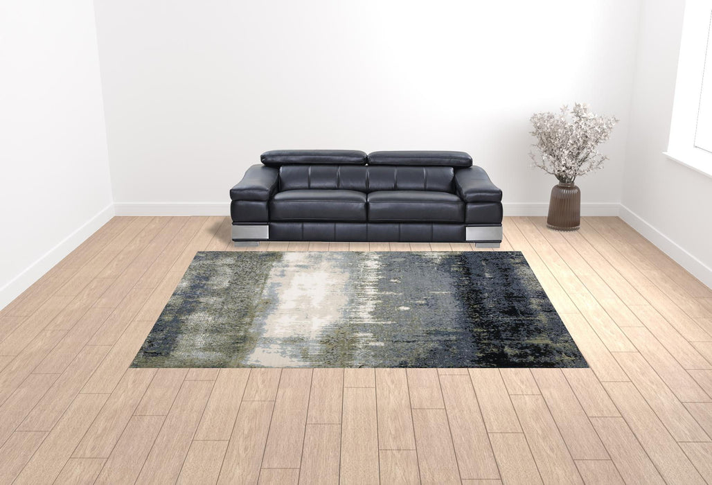 10' x 13' Abstract Power Loom Stain Resistant Area Rug - Blue Green Gray And Beige