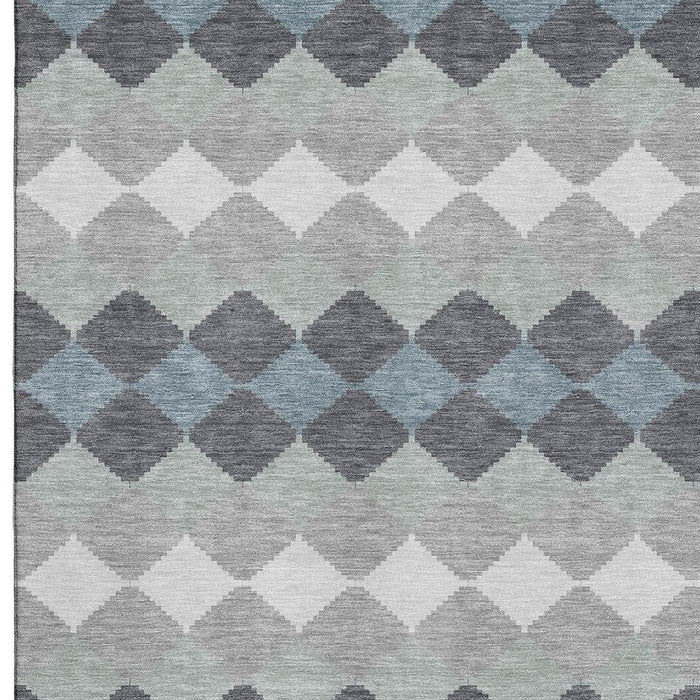 10' X 14' Geometric Washable Area Rug With UV Protection (679066) - Gray / Ivory / Silver
