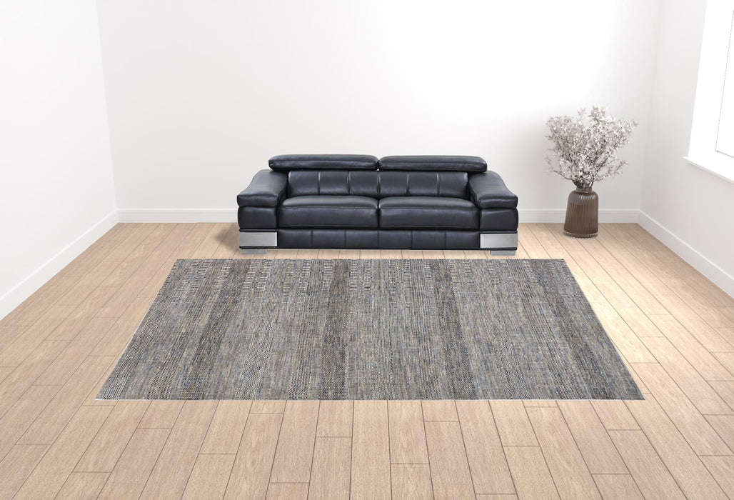 12' x 15' Wool Striped Hand Knotted Area Rug - Silver