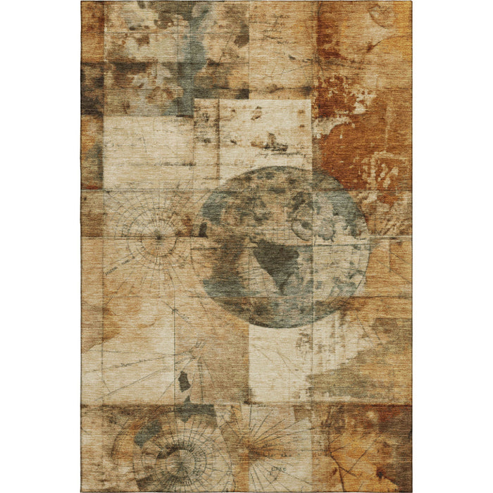 10' X 14' Geometric Washable Area Rug With UV Protection (707653) - Beige / Gray / Rust