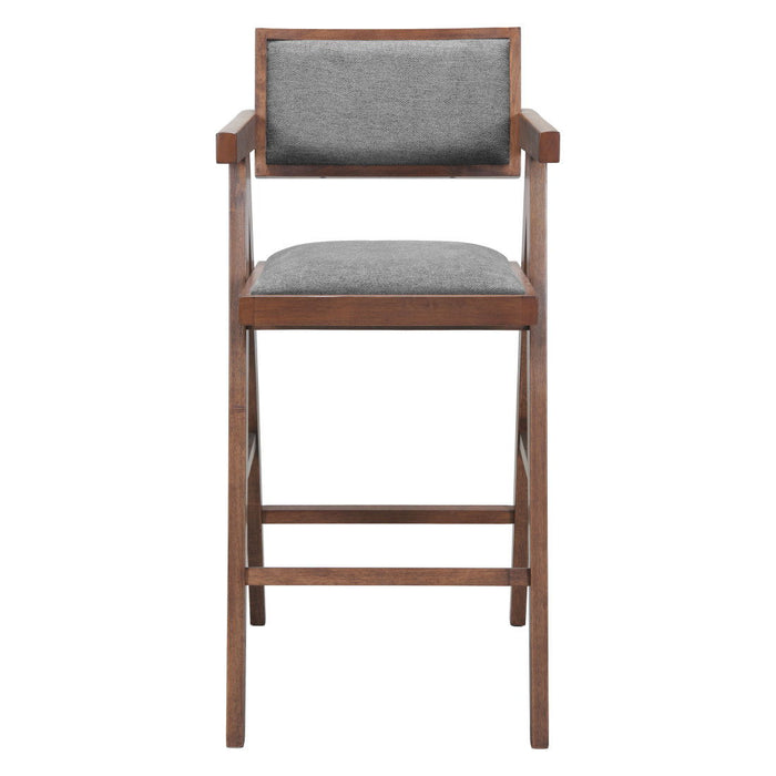 Solid Wood Fabric Low Back Bar Chairs (Set of 2) - Gray