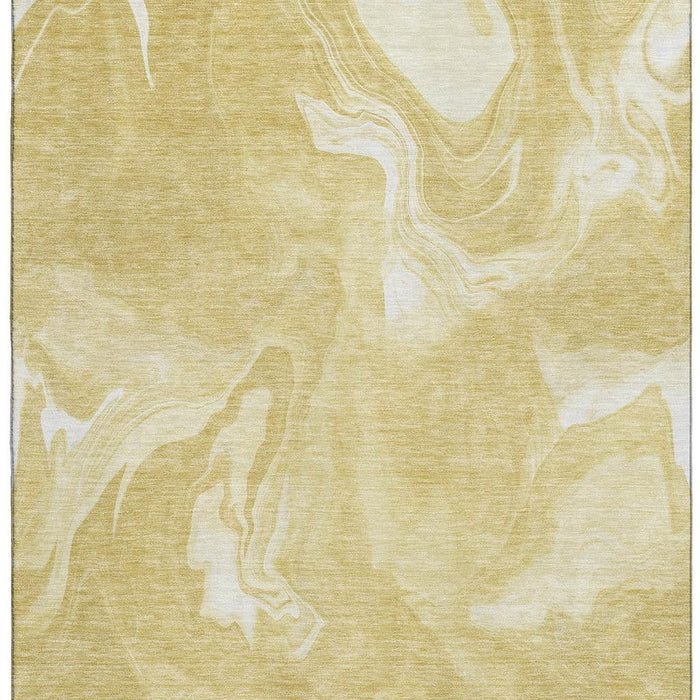 9' X 12' Abstract Washable Area Rug With UV Protection - Gold And Ivory