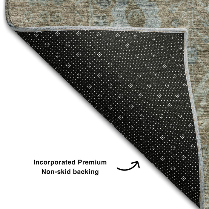 10' X 14' Oriental Washable Area Rug With UV Protection (684436) - Brown / Blue