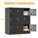 Black Giga 9-door employee storage locker with card slot, ideal for office, gym, school, or home use.